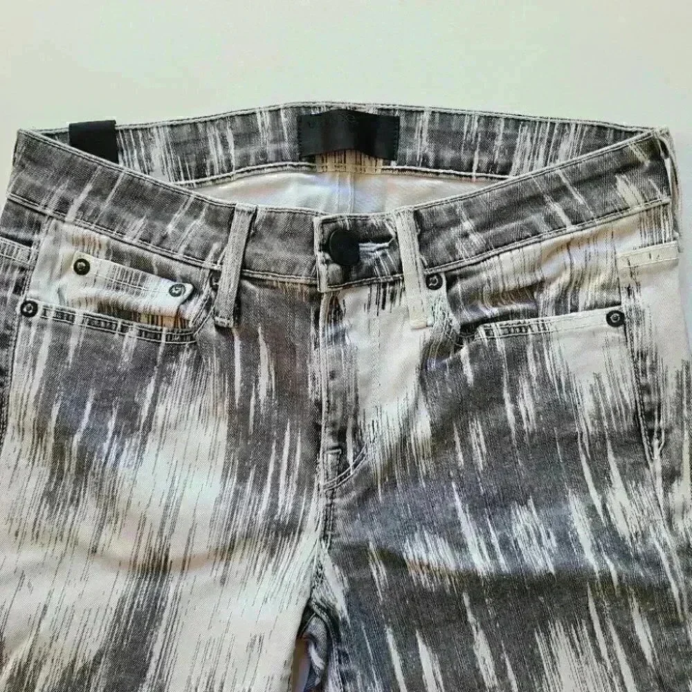 Vince Dylan Beat Down White Gray Coated Denim Skinny Jeans Stretch 24